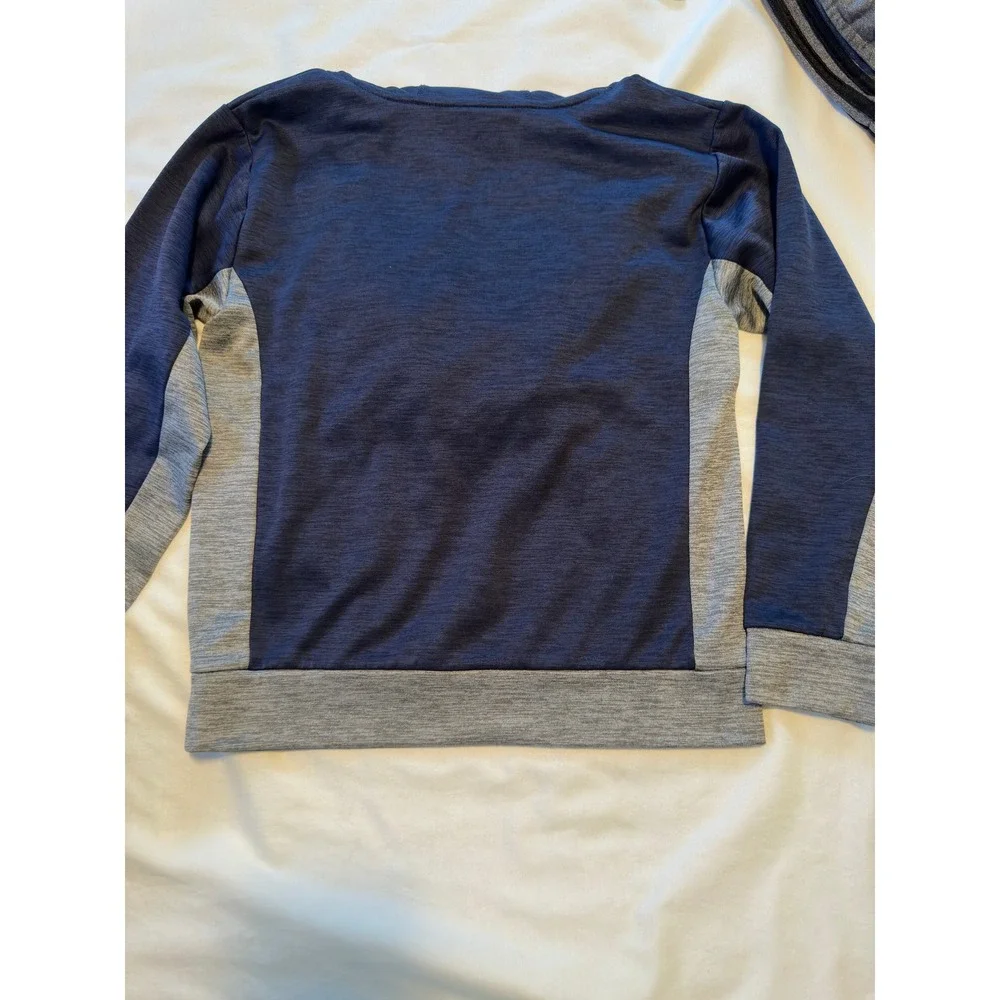 Adidas Boys Medium 10/12 Pullover Hoodie Navy Blue‎ Gray W/ Graphic Sweatshirt